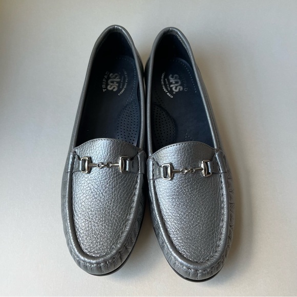 SAS Metro Loafer Shoes Tripad Silver Leather Slip On Casual Size 10 N Narrow - Picture 1 of 10